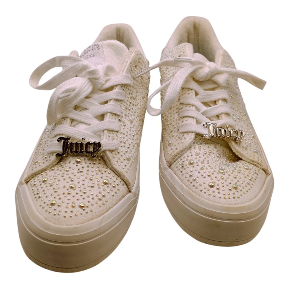 Juicy Couture Alanis‎ B Lace Up White Platform Sneakers Juicy Charm Size 7.5
